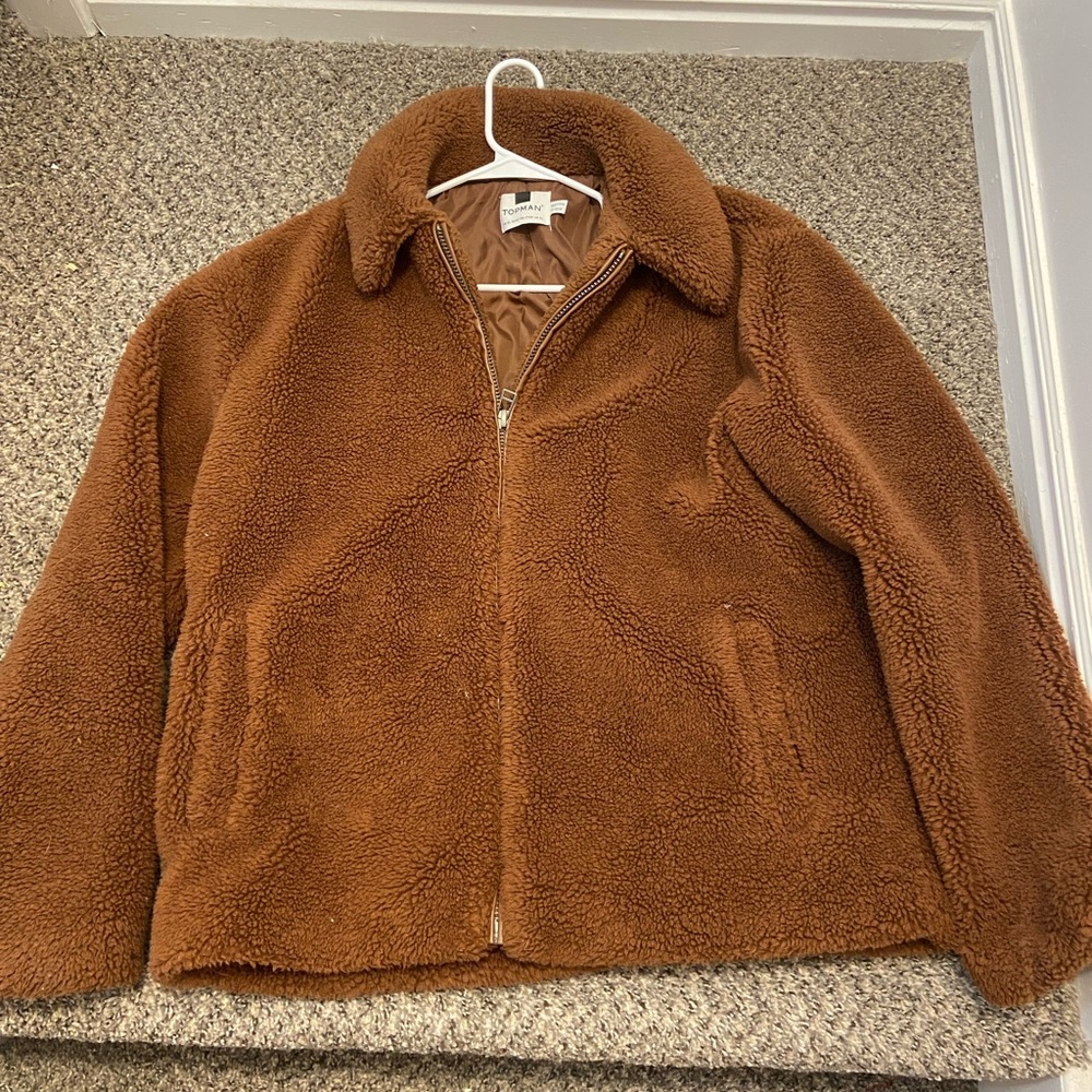 Topman Mens Sherpa Jacket - Brown